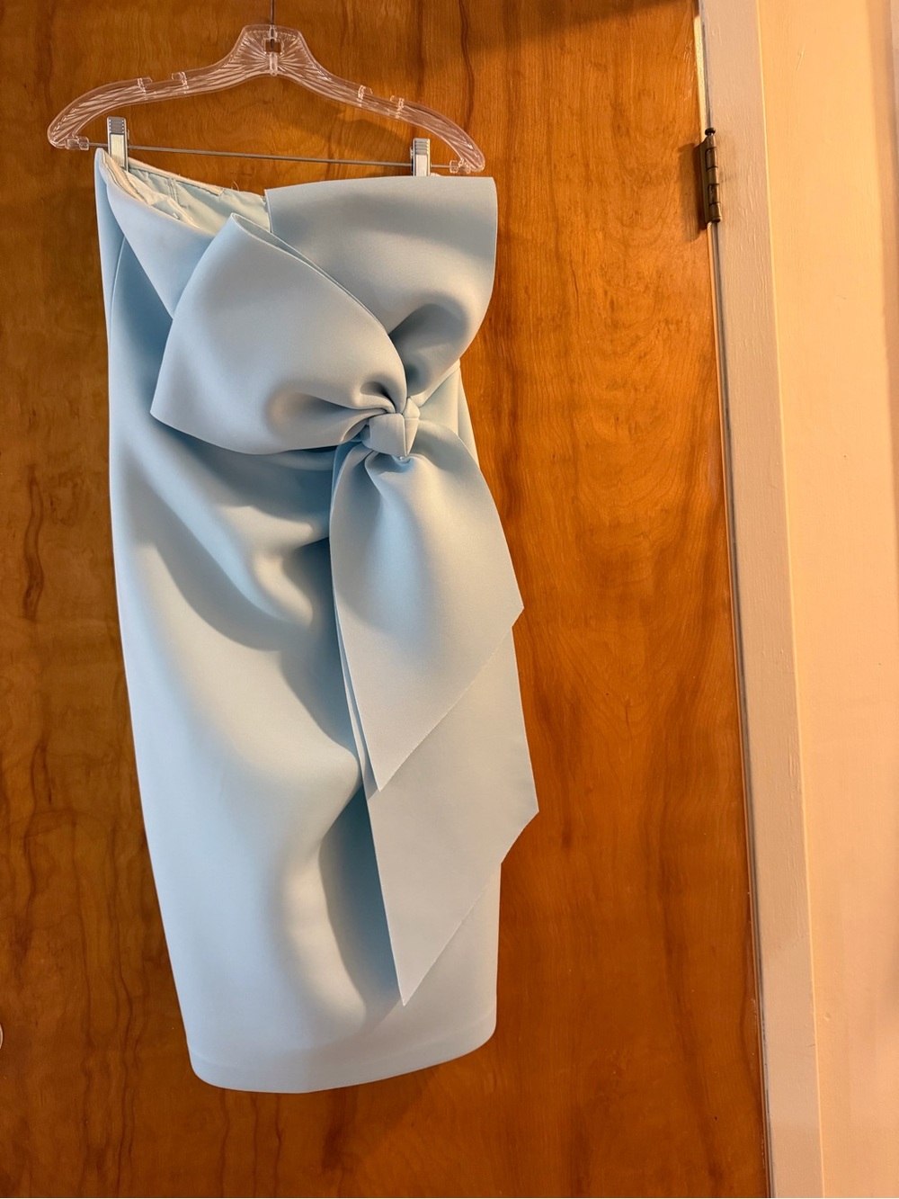Badgley Mischka Powder Blue Bow-Accent Pencil Skirt